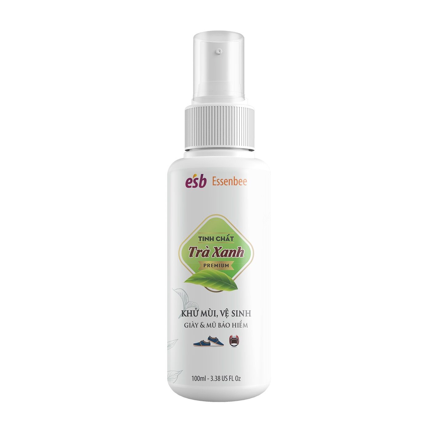 Xịt khử mùi giày, mũ bảo hiểm Trà xanh - Essenbee - 100ml