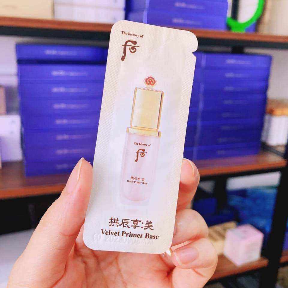 Gói kem lót trang điểm Whoo Velvet Primer Base che phủ lỗ chân lông tuyệt đối và kiểm soát dầu nhờn trên da