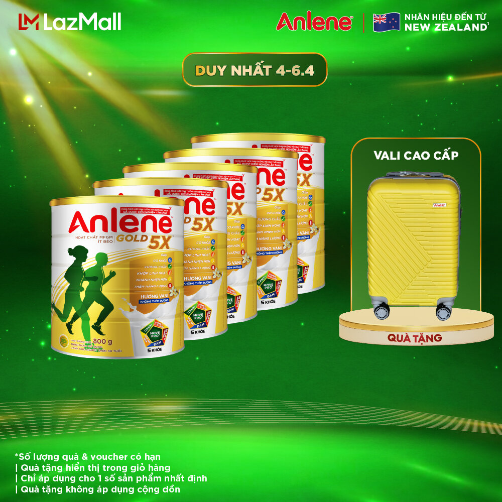 [Voucher giảm đến 26%]Combo 5 Sữa Bột Anlene Gold Hương Vani 800G