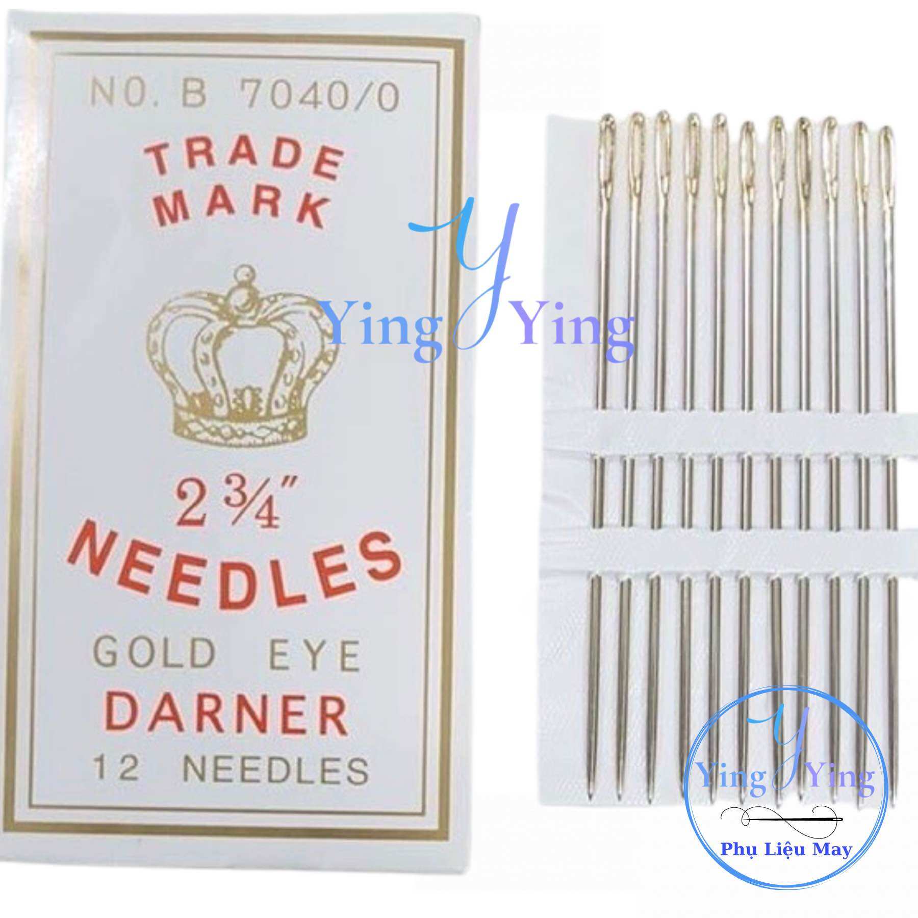 1 gói 12 cây Kim may tay, Kim thêu len đuôi vàng dài 7cm, hàng xịn của Nhật