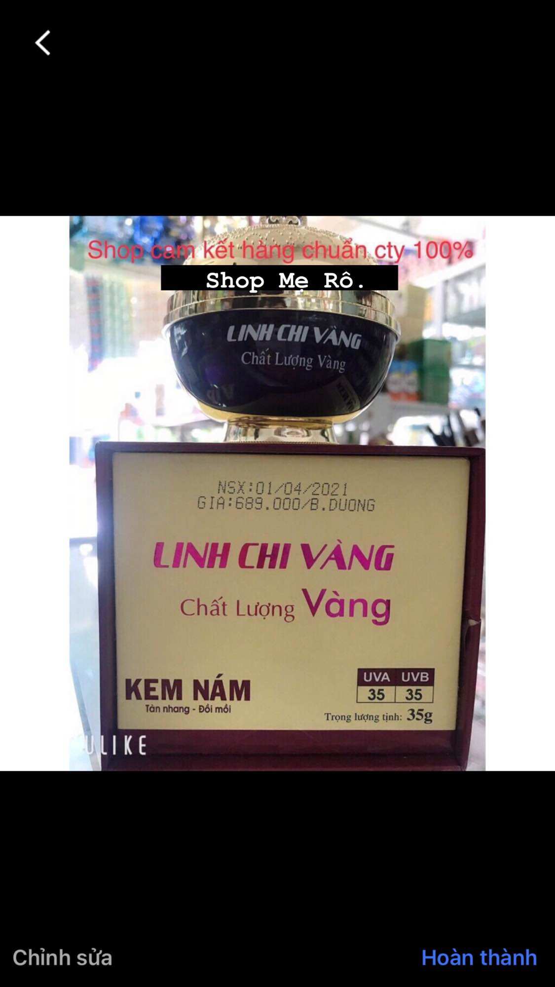 [chính hãng] kem nám vip linh chi vàng vip  hủ 30gram