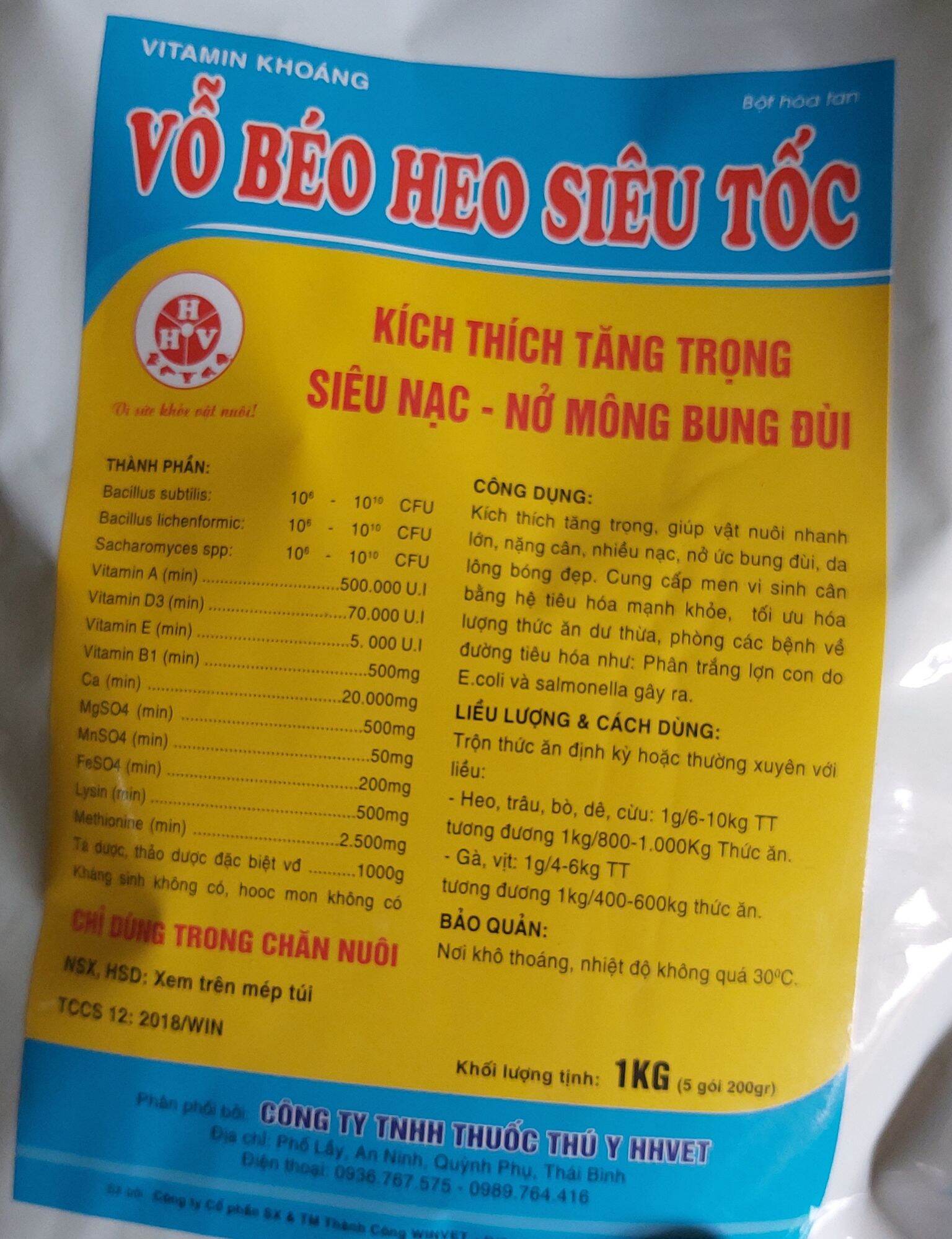 1 kg vỗ béo heo siêu tốc giúp tăng trọng nhanh,bung đùi, nở ngực,siêu nạc