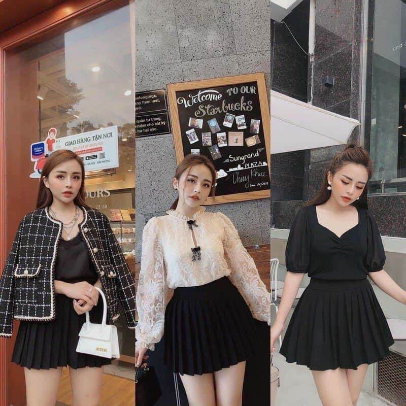 Chân váy ngắn dập ly xoè hot hit