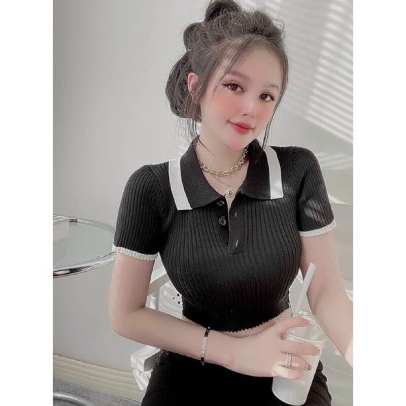 Áo croptop kiểu viền xinh xinh vl1