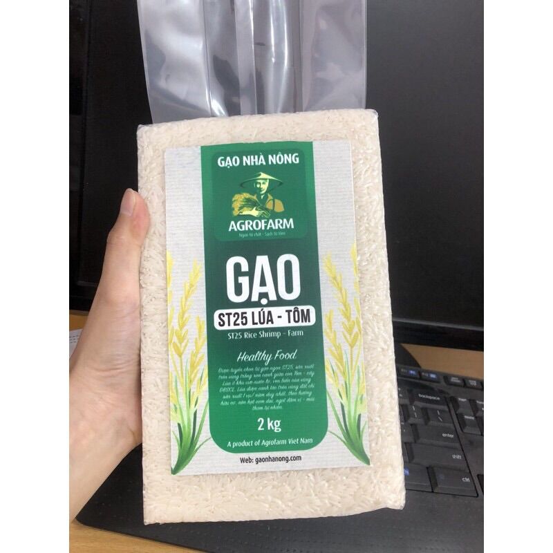 Gạo nhà nông ST25 lúa - tôm túi 2kg