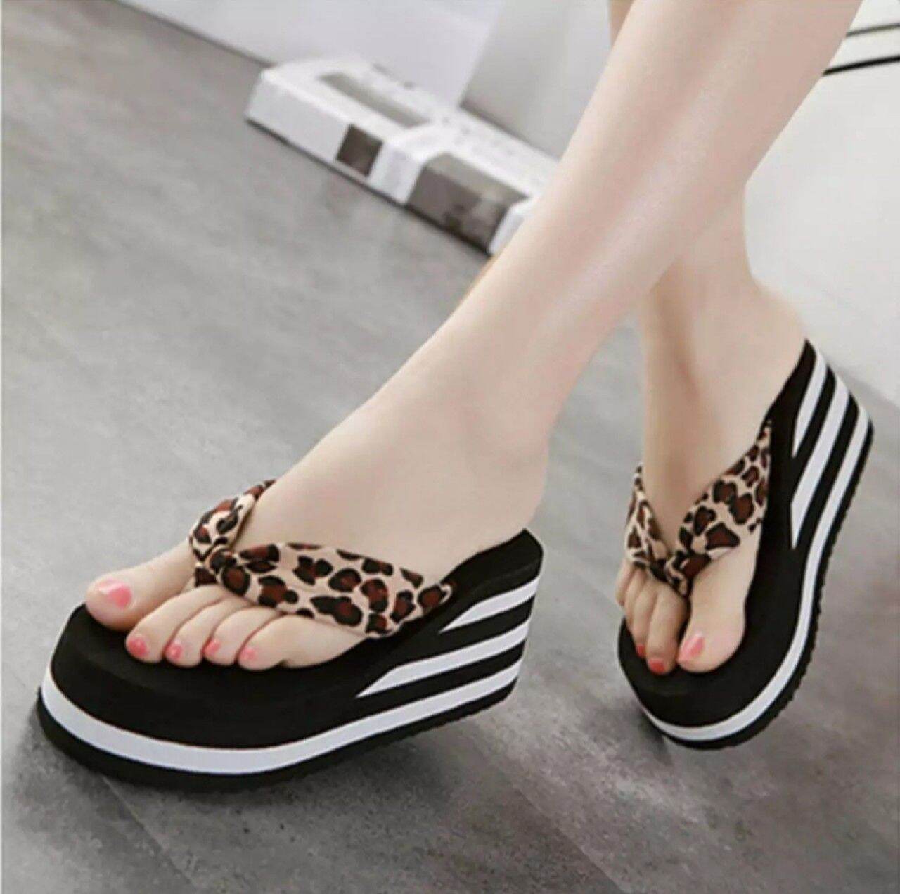 Dép kẹp xốp quai beo nâu 7f