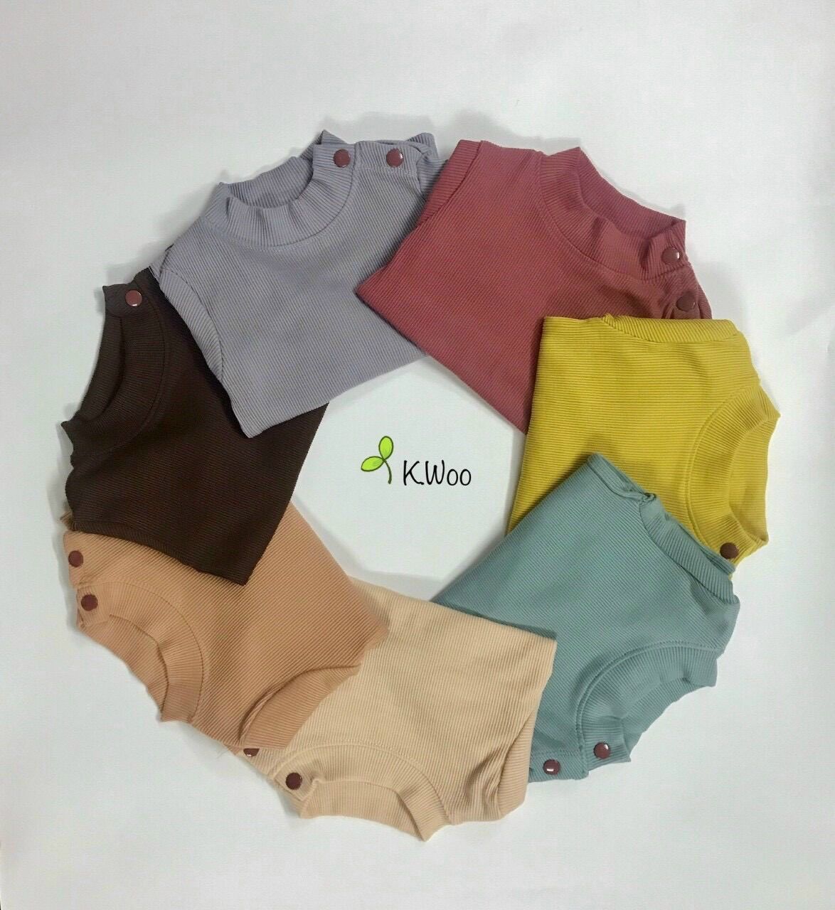 Bộ thun tăm cổ 3 phân Kwoo xuất hàn cho bé