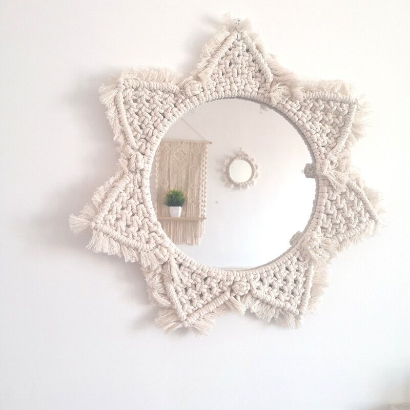 Gương treo tường macrame decor, trang trí phòng