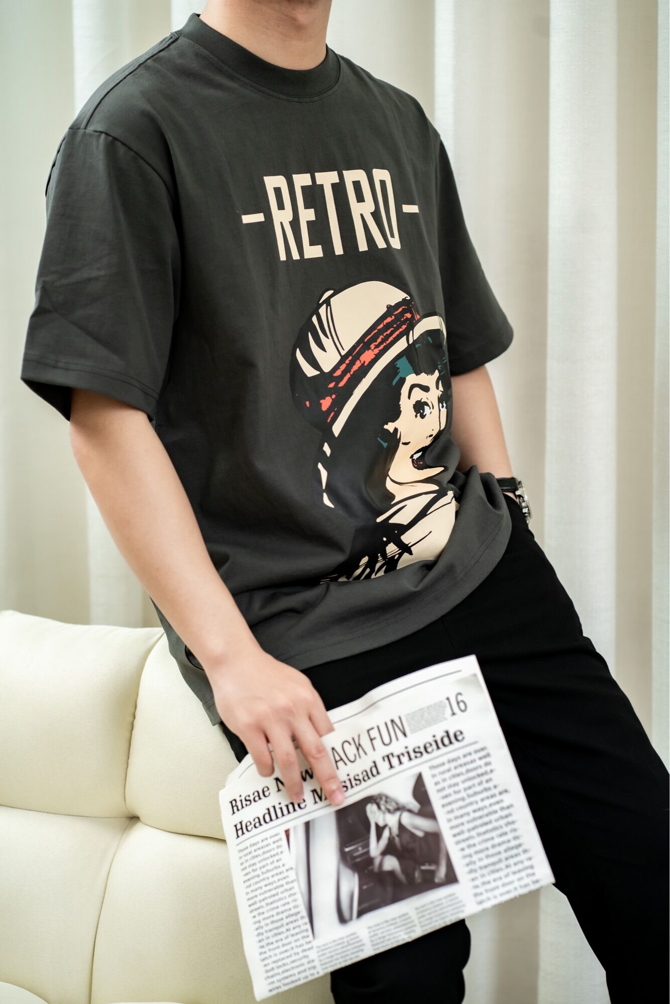 Áo thun Soul cô ba Sài Gòn retro girl, Áo phông unisex nam nữ oversized tay lỡ form rộng streetwear