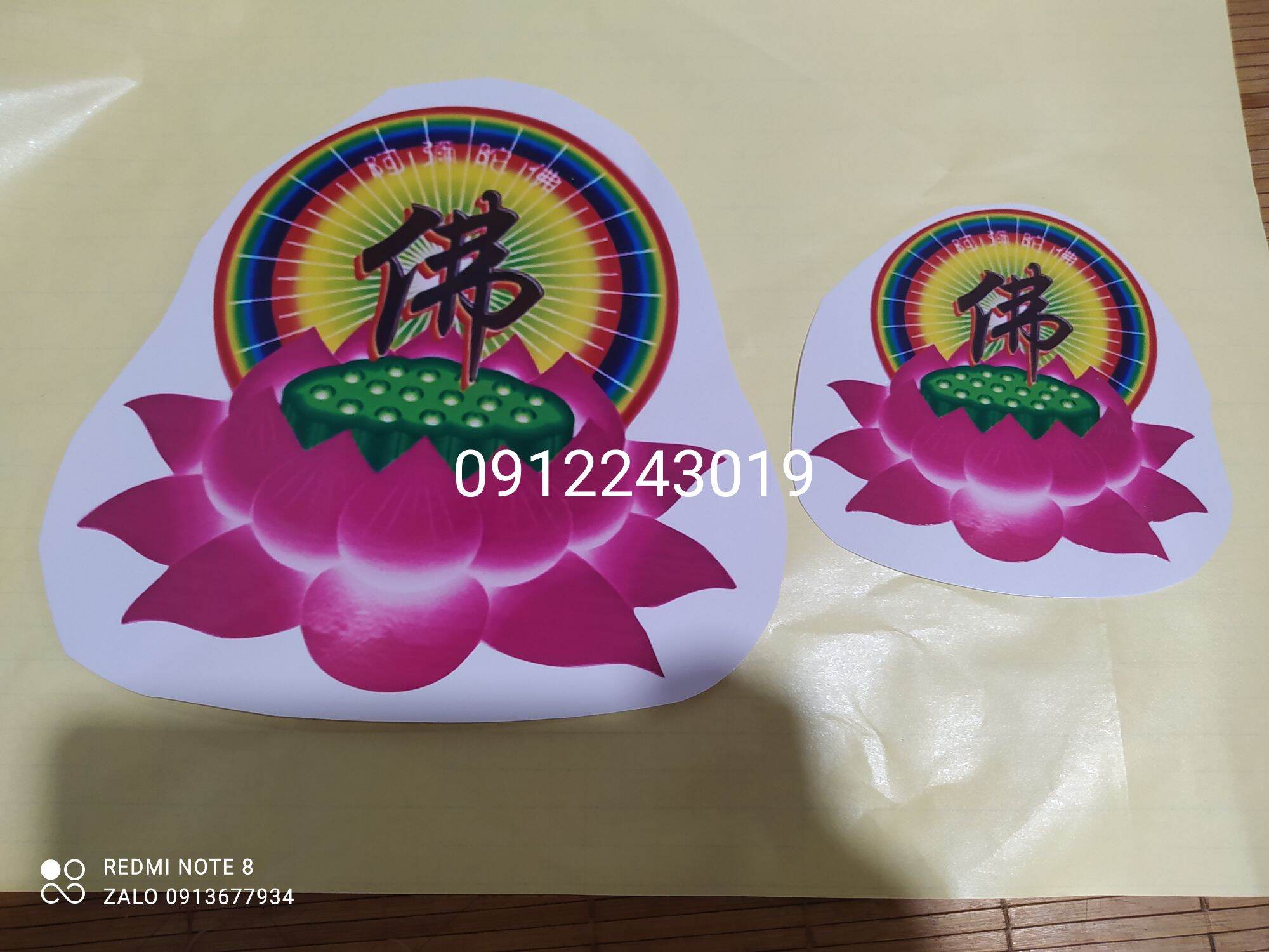 Tem decal bông sen chữ thư pháp chống nước dán xe ô tô, xe tải, xe ben