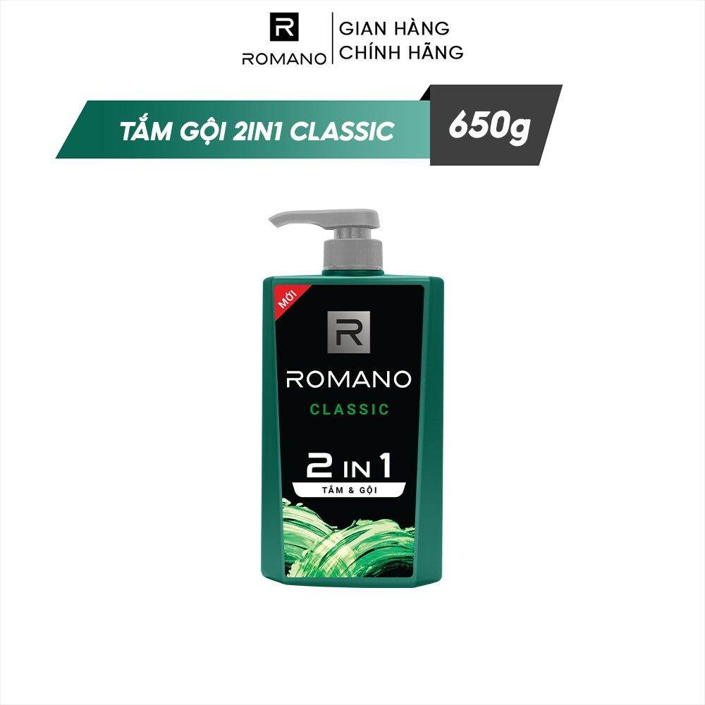 (Tặng xà bông) Tắm gội 2 trong 1 Romano 650ml