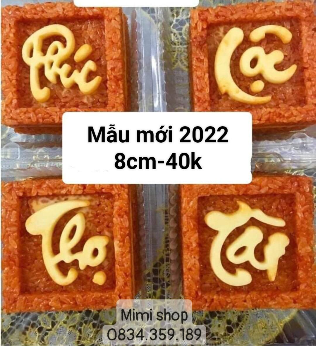 Khuôn xôi vuông Phúc Lộc Thọ Tài 8cm mẫu mới 2022