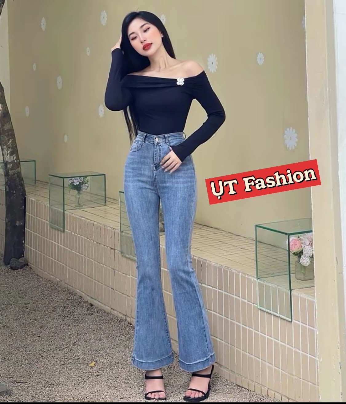 Quần jean ống loe dài lưng cao tôn dáng - ụt fashion