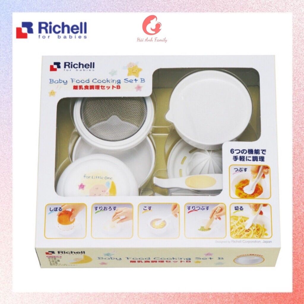 Bộ dụng cụ 8 món chế biến thức ăn dặm kiểu nhật richell