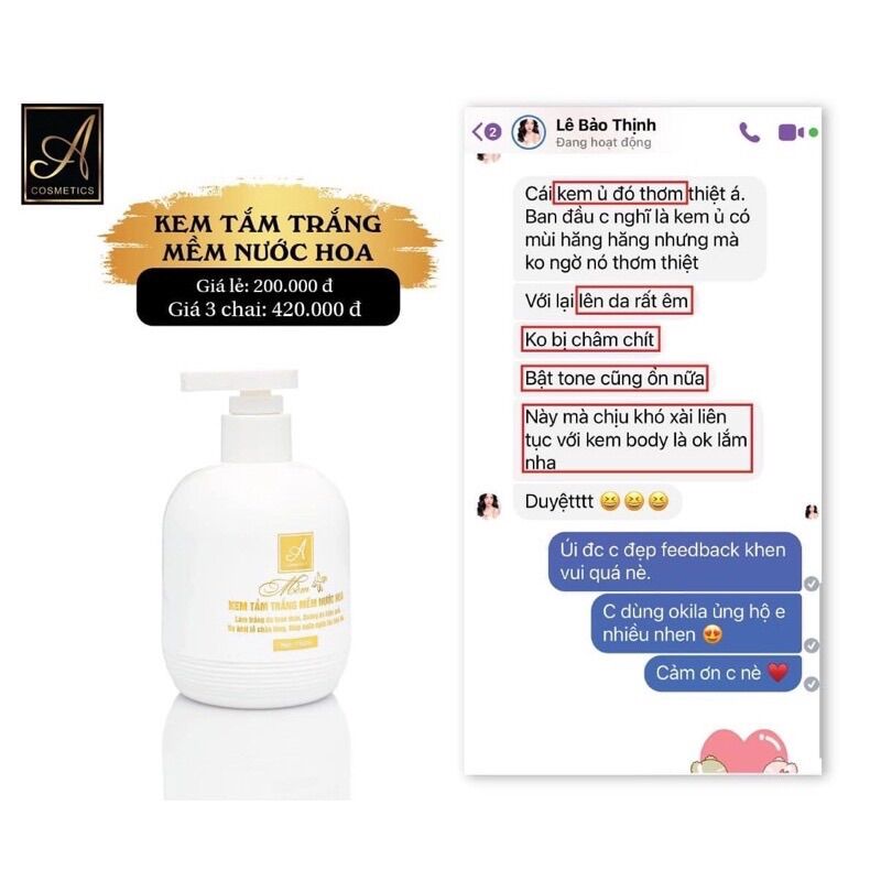 TẮM TRẮNG MỀM NƯỚC HOA ACOSMETICS