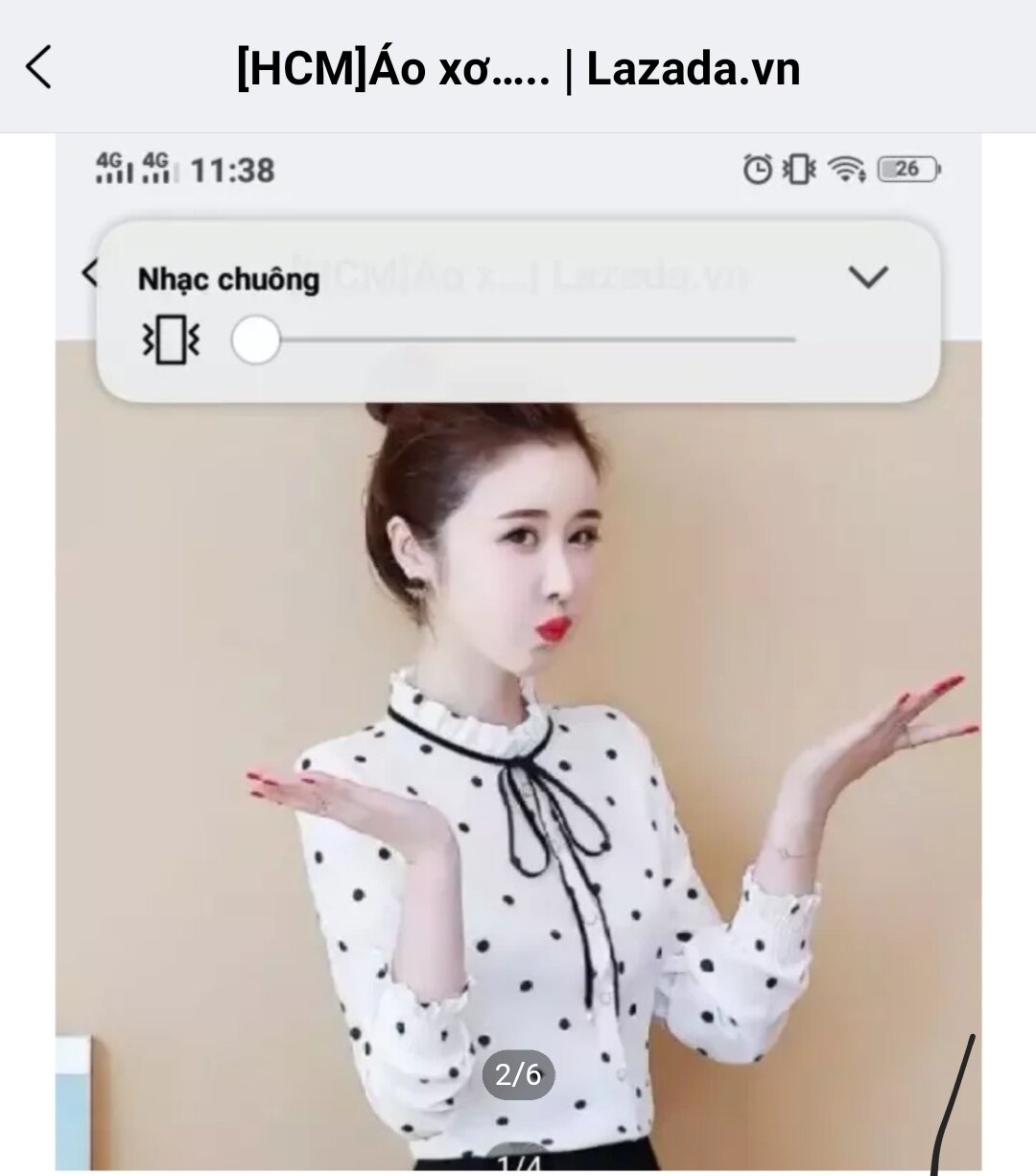 [HCM]Áo sơ mi chấm bi cổ viền đen