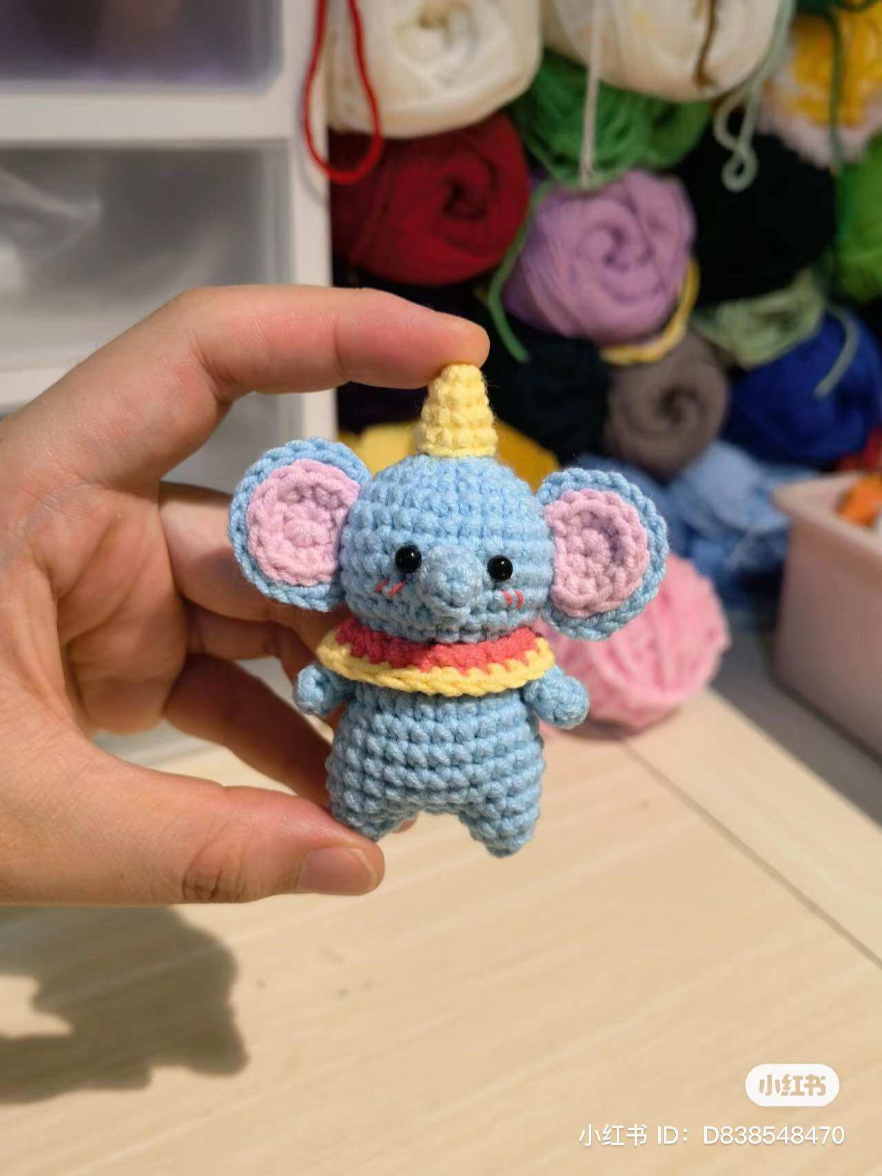Móc khoá voi xanh siêu cute/voi len handmade