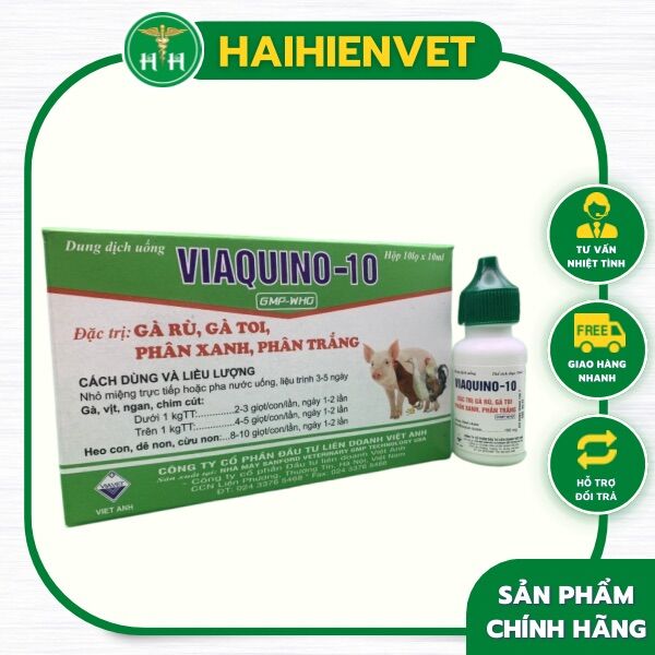 10 lọ Viaquino 10ml - phân xanh phân trắng, gà toi, gà rù