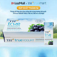 Thùng 48 hộp sữa chua uống tiệt trùng TH true YOGURT hương việt quất tự nhiên 180 ml (180 ml x 48)