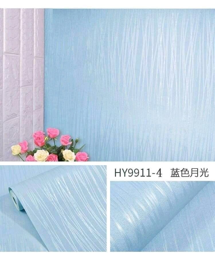 Giấy dán tường HOA VĂN VÂN SÓNG NỔI CỔ ĐIỂN MÀU XANH size 10m x 45cm có keo sẵn