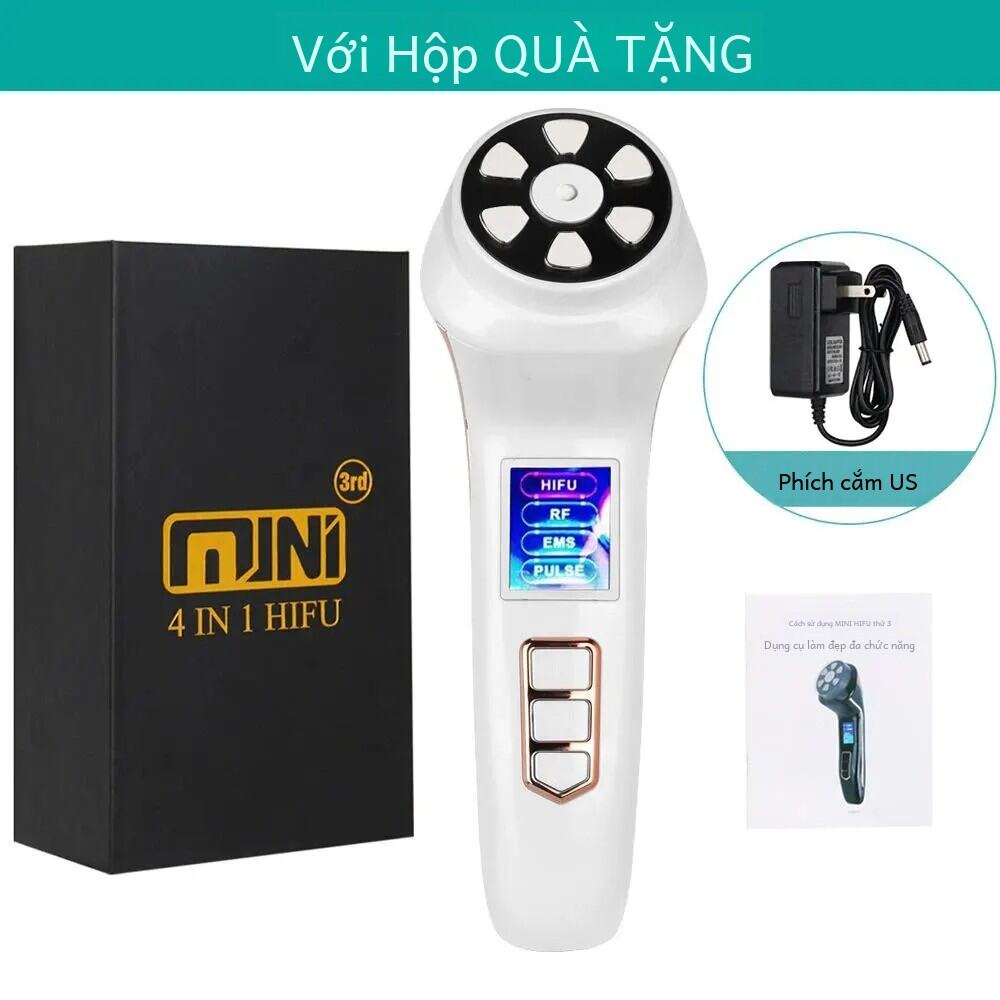 Mini Hifu 4 Trong 1 Ems Xung Rf Nâng Cơ Mặt Trẻ Hóa Da Thiết Bị Đèn Led Chống Lão Hóa Dụng Cụ Làm Đẹ