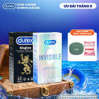 Combo 1 hộp Bao cao su Durex Kingtex 49mm 12 bao & 1 hộp Bao cao su Durex Invisible Extra Thin 52mm 10 bao