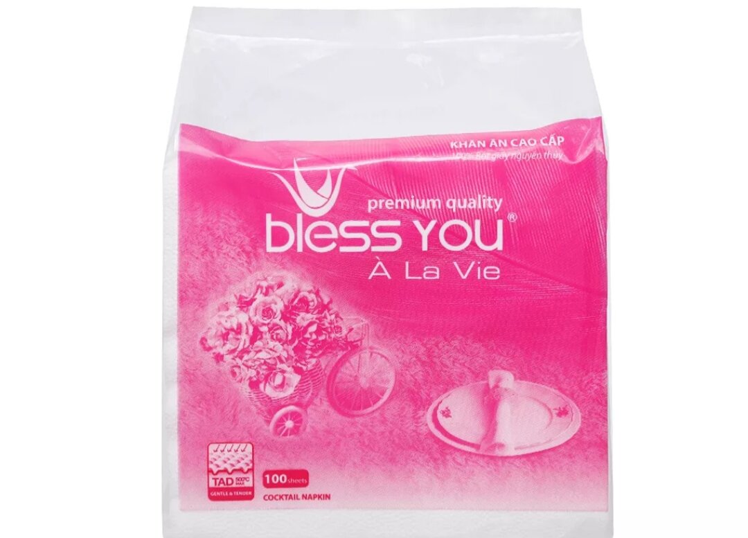 Combo 10 gói khăn giấy ăn blessyou 1 lớp. gói 100 tờ . hàng chính hãng.