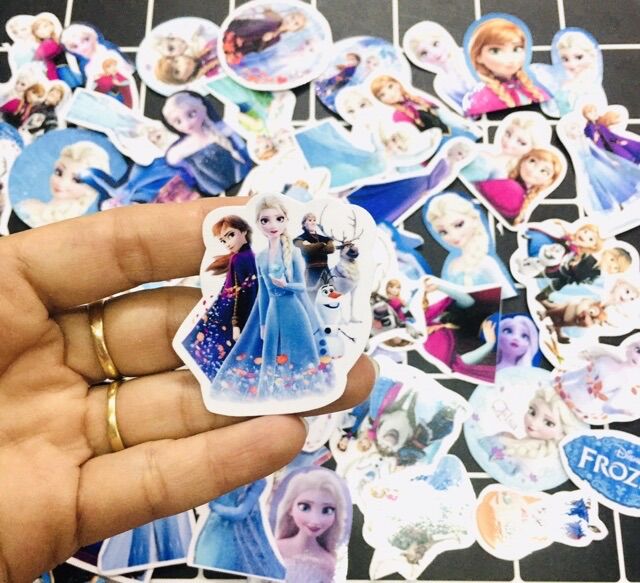 Sticker công chúa Elsa Anna 30-60 hình ép lụa khác nhau/ hình dán Elsa