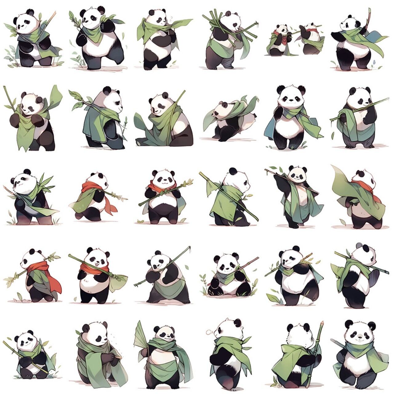 Set 50 miếng sticker hình dán chống nước gấu trúc panda