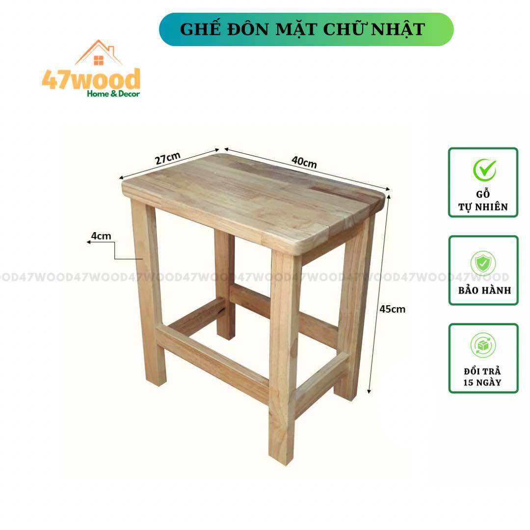 GHẾ ĐÔN CAO 45CM MẶT CHỮ NHẬT 27x40CM