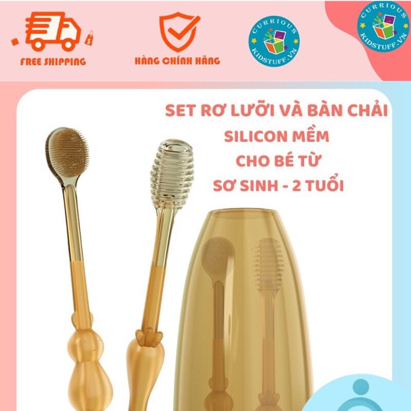 SET RƠ LƯỠI KÈM BẢI CHẢI ĐÁNH RĂNG CHO BÉ TỪ 0-24 THÁNG TUỔI KÈM CỐC ĐỪNG SIÊU MỀM