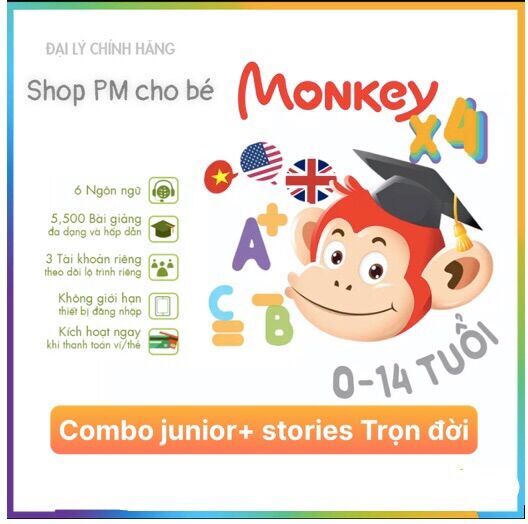 COMBO MONKEY JUNIOR + STORIES Gói trọn đời - Tiếng anh cho bé