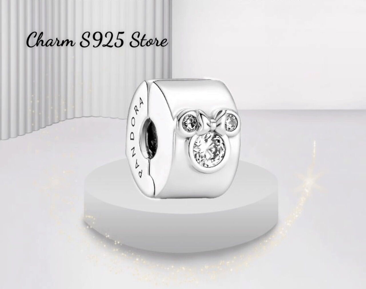 CHARM PAN ALE KHOÁ CHẶN ĐÍNH ĐÁ MICKEY BẠC S925