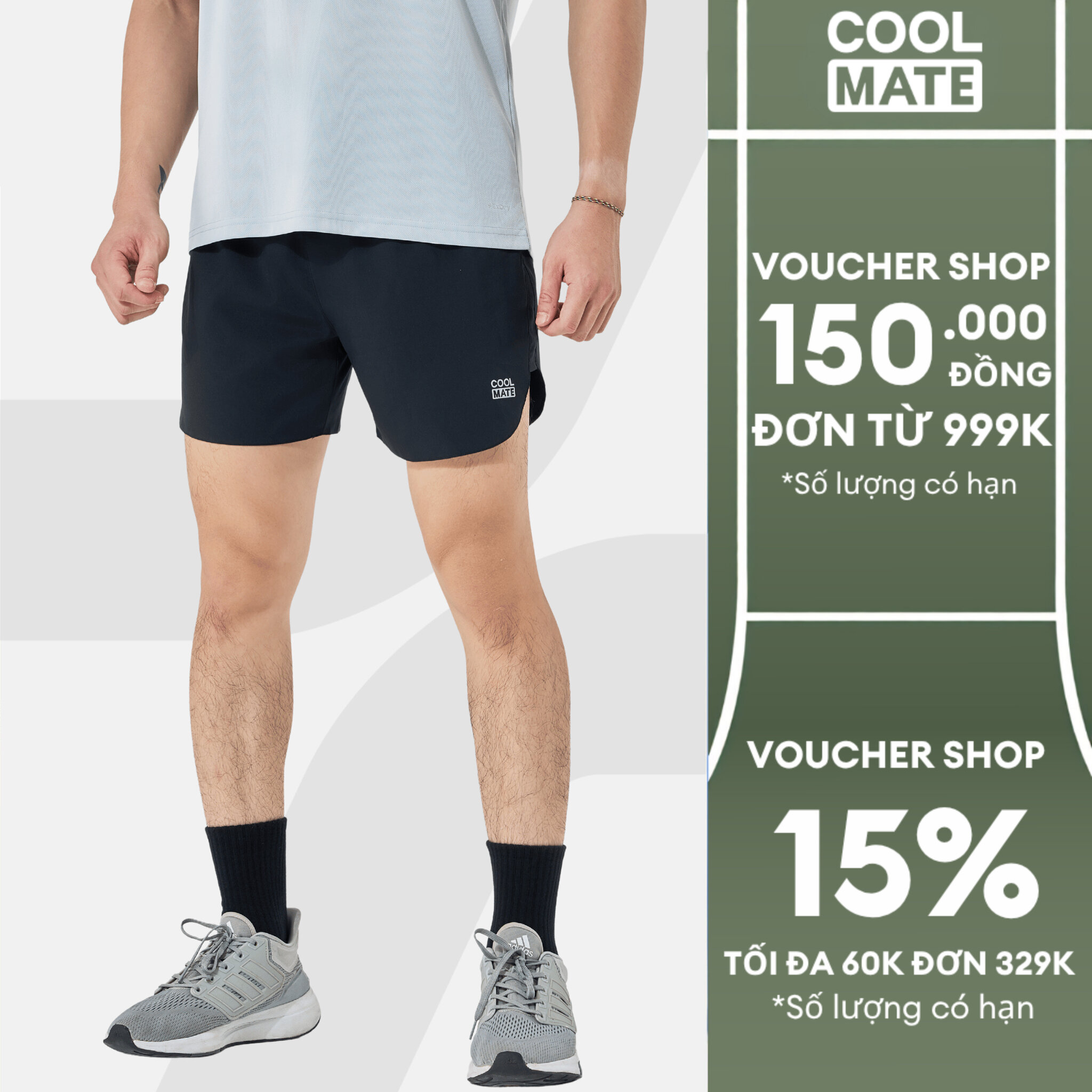 Quần thể thao nam ngắn Maxcool thoáng mát chạy bộ, tập gym vận động - Coolmate