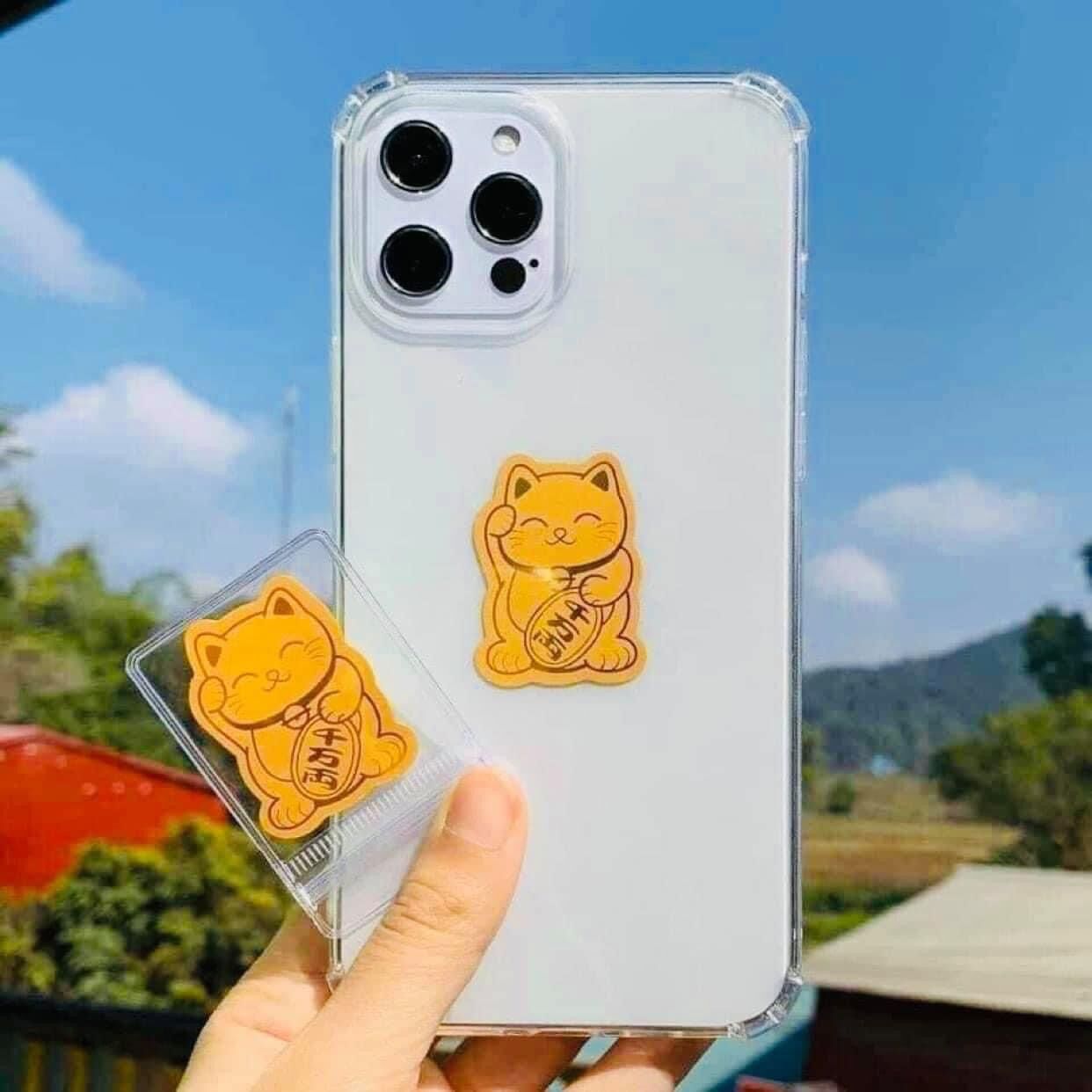 Mèo thần tài dán ốp lưng điện thoại
