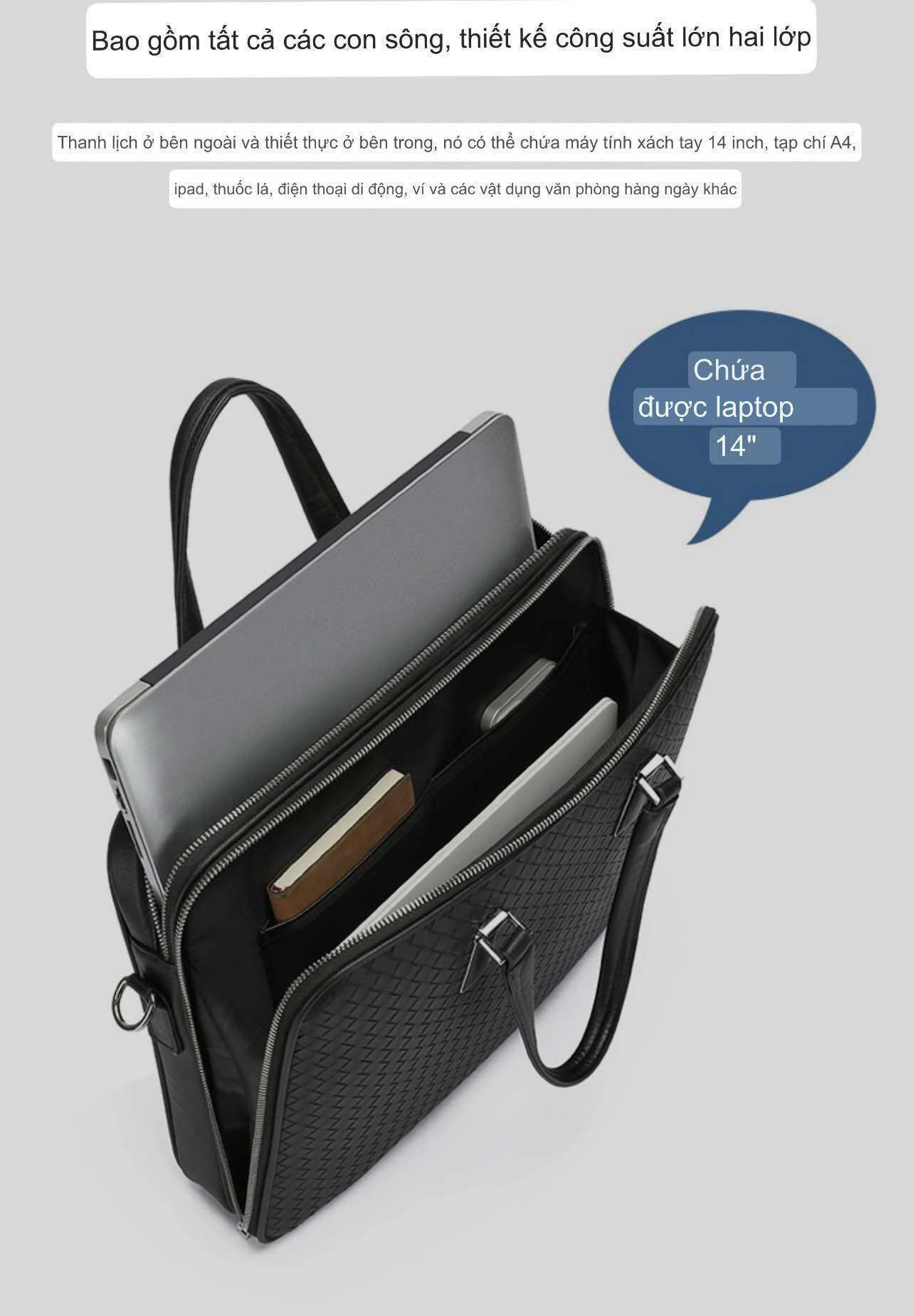Túi Xách Da Công Sở San Leather S1108.Cặp Da Laptop Cao Cấp.