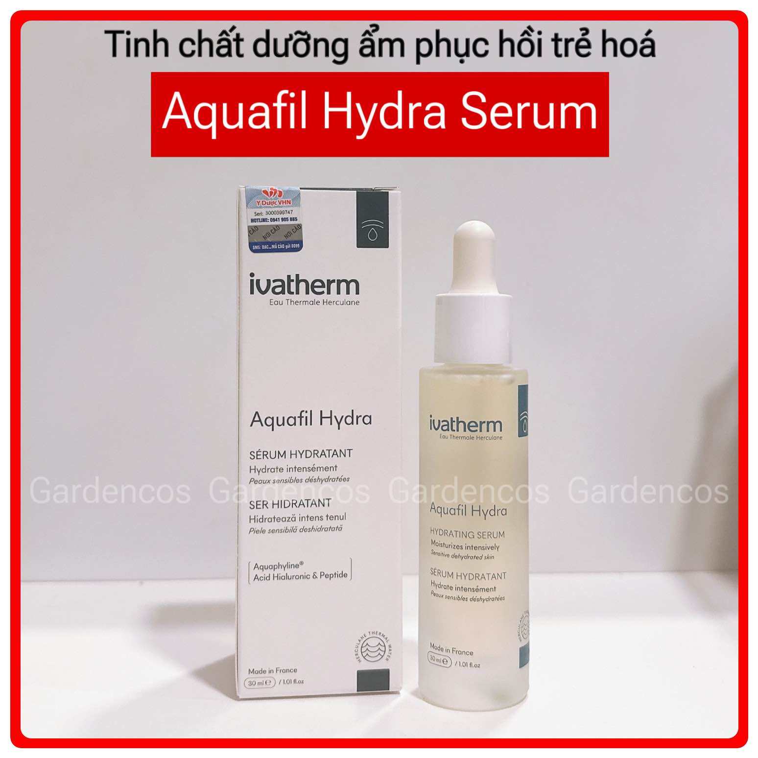 Serum dưỡng ẩm phục hồi trẻ hoá Ivatherm Aquafil Hydra Hydrating Serum 30ml - Gardencos