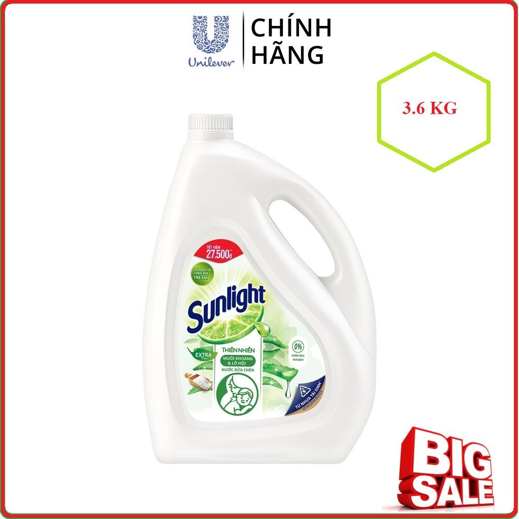 Nước rửa chén sunlight trắng 3.6kg. 