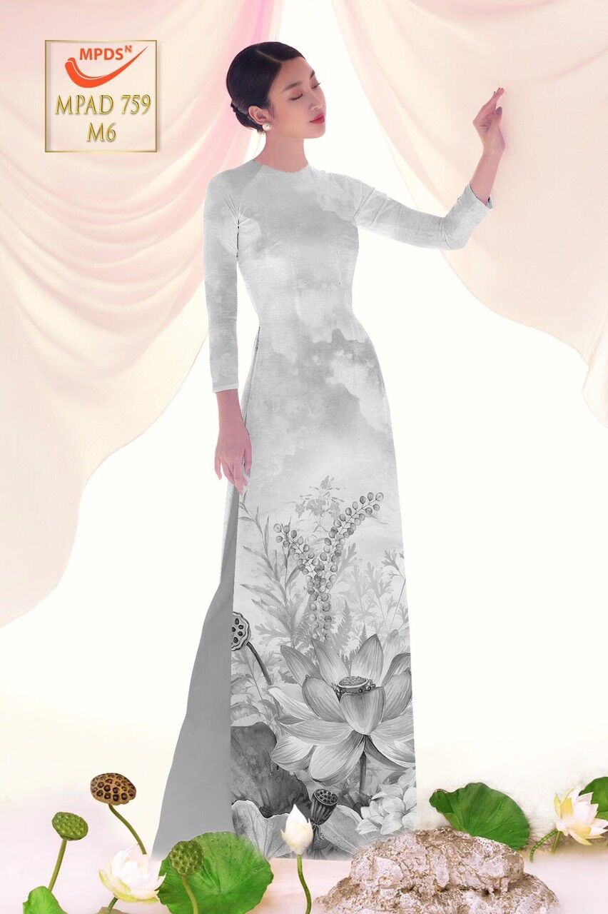Vải áo dài hoa sen