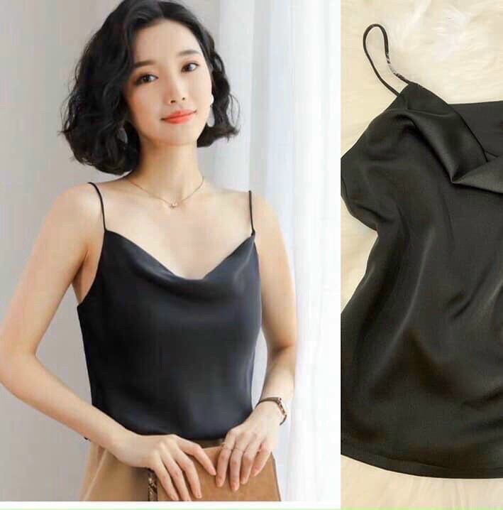 Áo 2 dây lụa cổ tim cao cấp