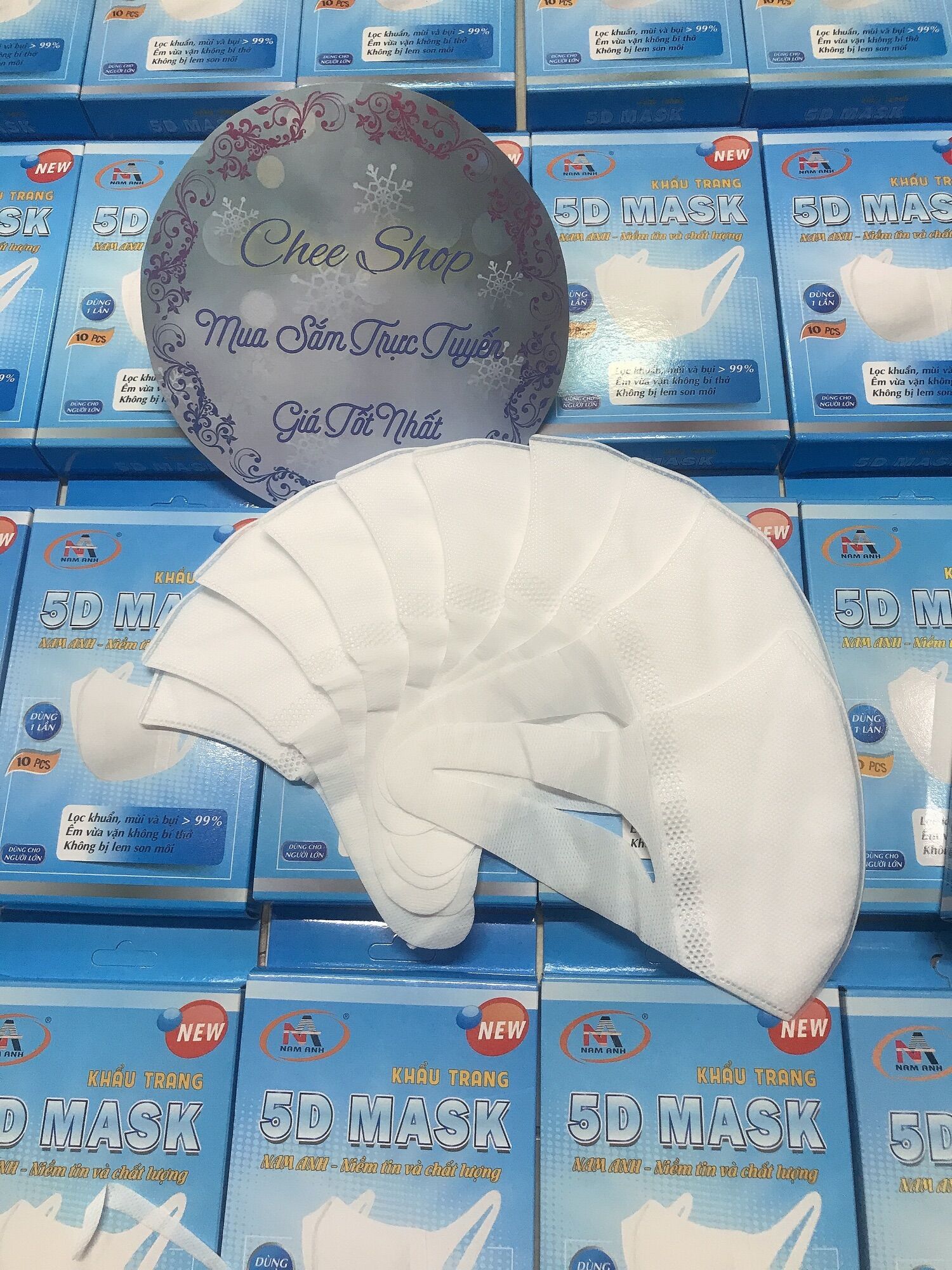 Combo 5 hộp khẩu trang 5d mask nam anh quai vải