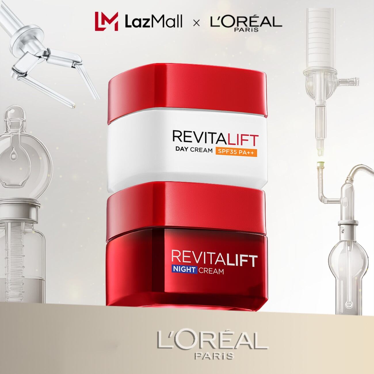 Bộ dưỡng chống lão hoá giảm nếp nhăn kem ngày và kem đêm L'Oreal Paris Revitalift 50ml x 2 - Virtual
