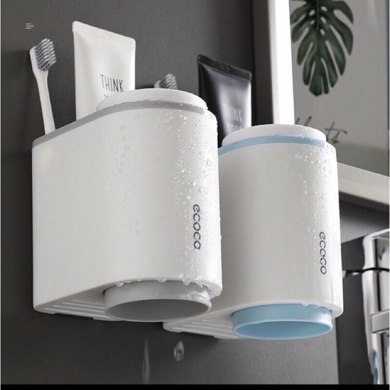 Giá cắm bàn chải đánh răng 2 cốc nam châm dán tường Ecoco - Ecoco 1905