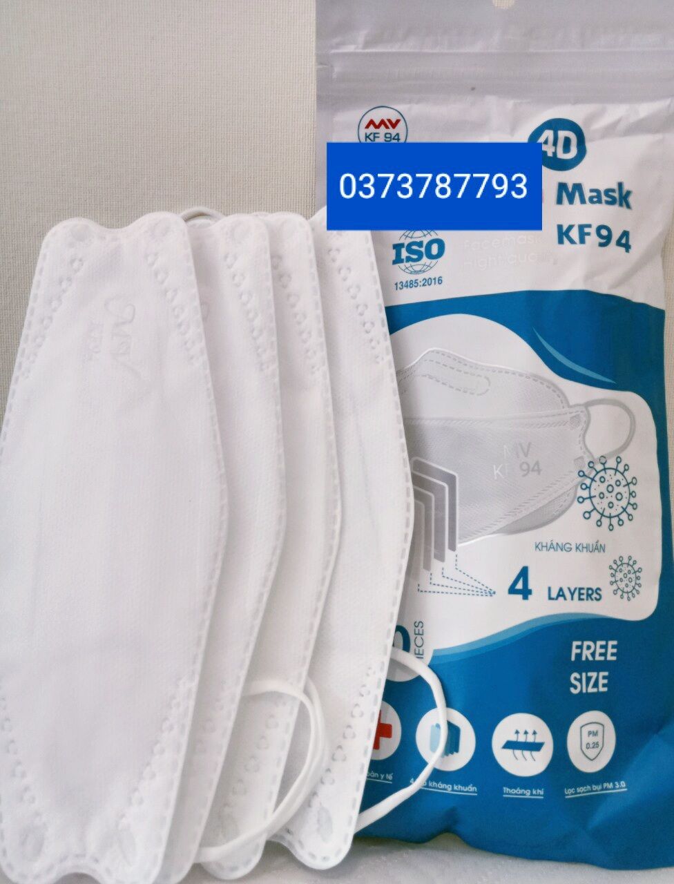 1 bịch 10 Khẩu trang kháng khuẩn 4D KF94 chống bụi