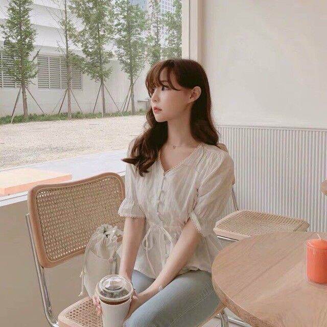 ÁO SƠ MI CỘT DÂY EO ẢNH THẬT CUỐI XINH
