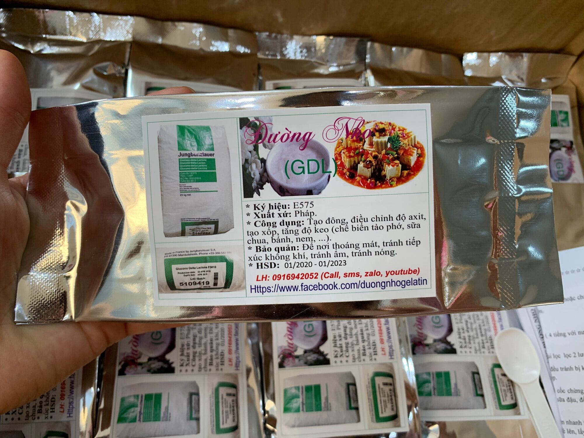 Đường nho Pháp tinh khiết làm tào phớ tàu hũ, đậu hủ 100g có công bố hợp quy