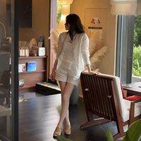 XUECAIQI | Bộ Áo Sơ Mi Cami Quần Short Bảo Vệ Da Trắng Thư Giãn