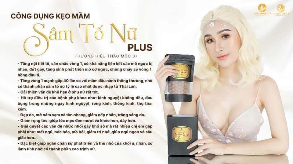 Kẹo mầm nở ngực lúa mạch thảo mộc 37 SÂM TỐ NỮ PLUS Tăng kích thước vòng 1 giúp ce thoát lép