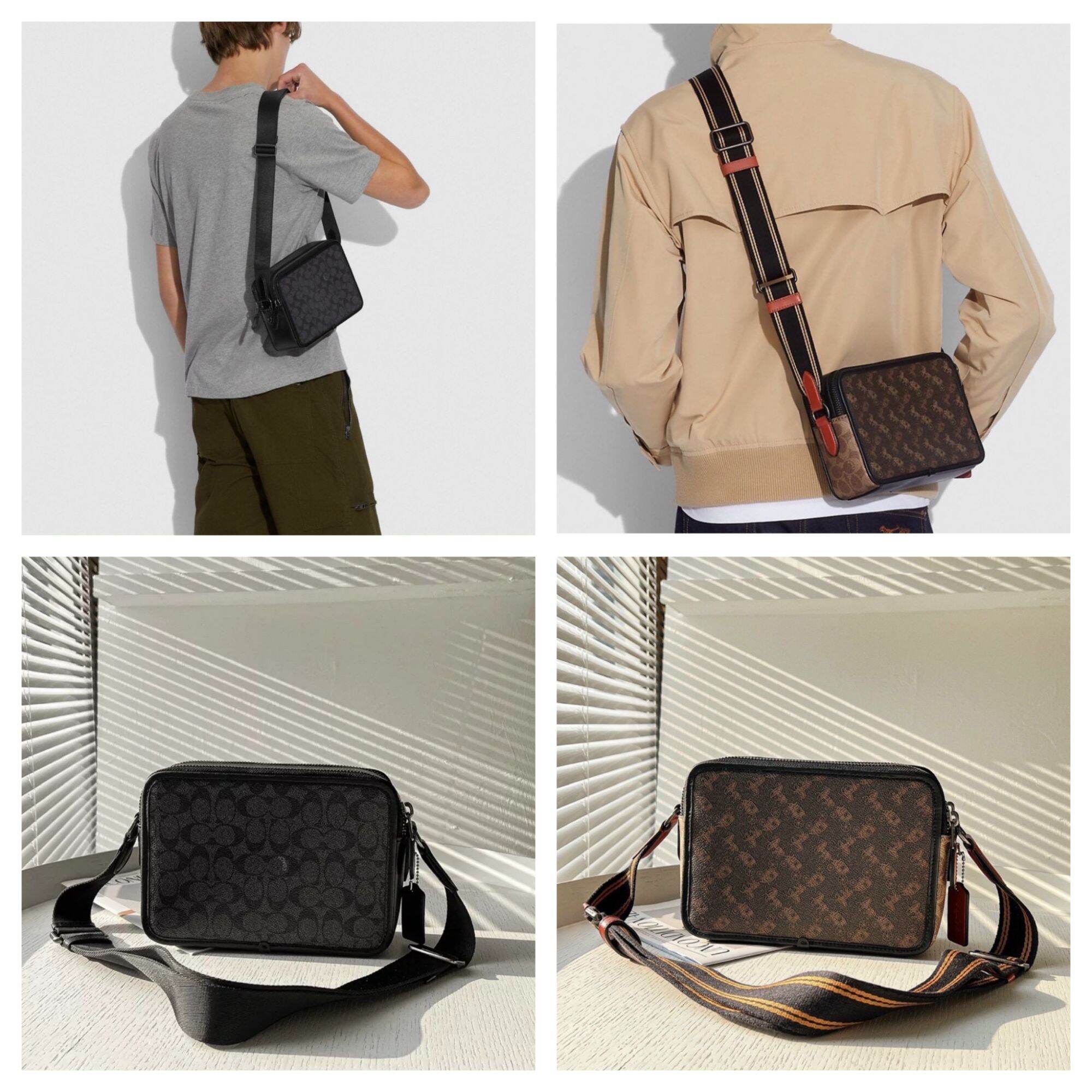 Túi C0ach đeo chéo for men dáng hộp da thật xịn xò