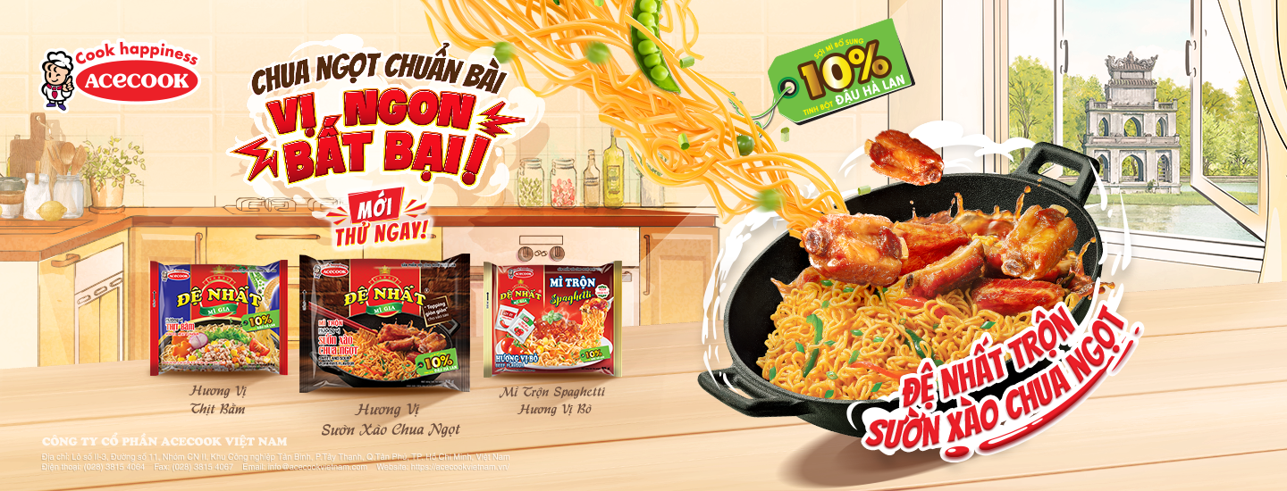 Combo 4 gói mì Đệ Nhất thịt bằm Acecook gói 83gr